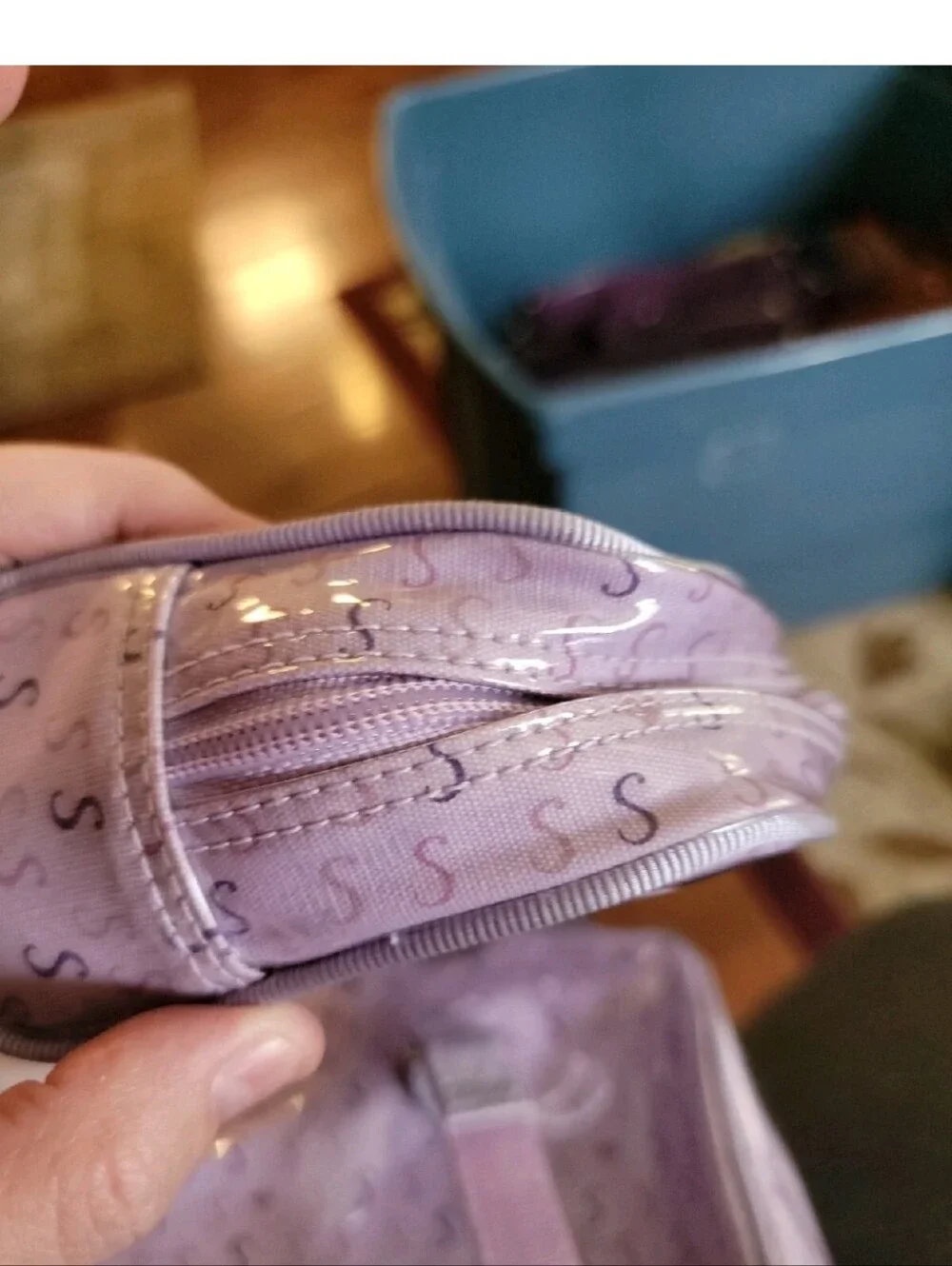 Liz Claiborne Lavender S Print Purse and Matching Cosmetic Bag